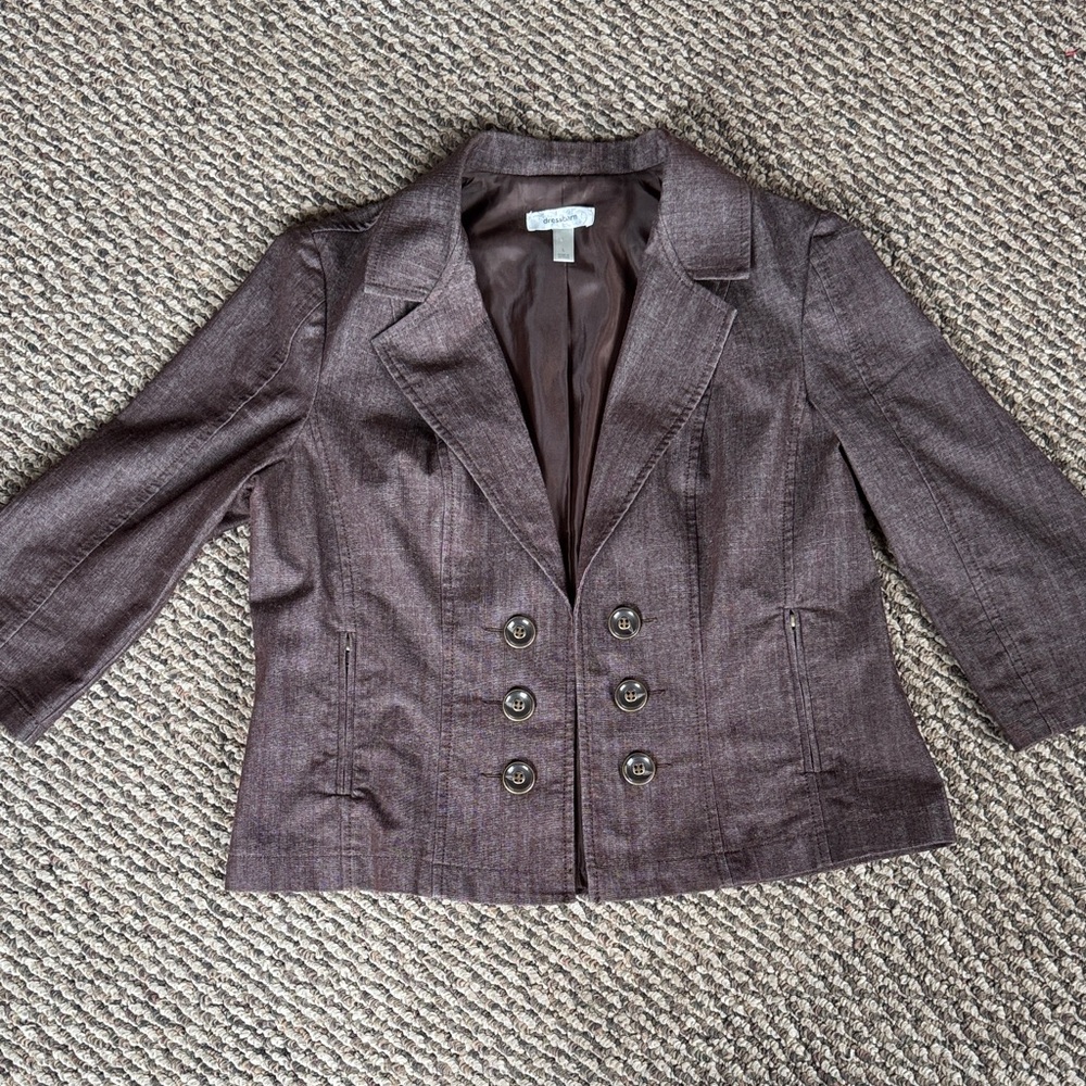 dressbarn Double-Breasted Blazer in Deep Brown